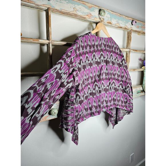 Bryn Walker Linen Ikat Print One Button Over shirt Ladies size Medium - Picture 6 of 10